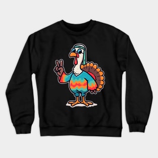 Peace Sign Turkey Hand | Thanksgiving | Thankful | Holiday | Cute | Turkey Crewneck Sweatshirt